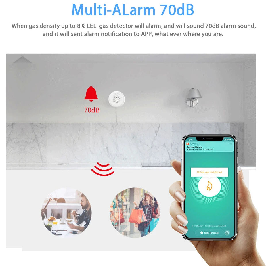 Smart Home Mini ZigBee Gas Detector – Real-Time Leak Alert & Safety Alarm