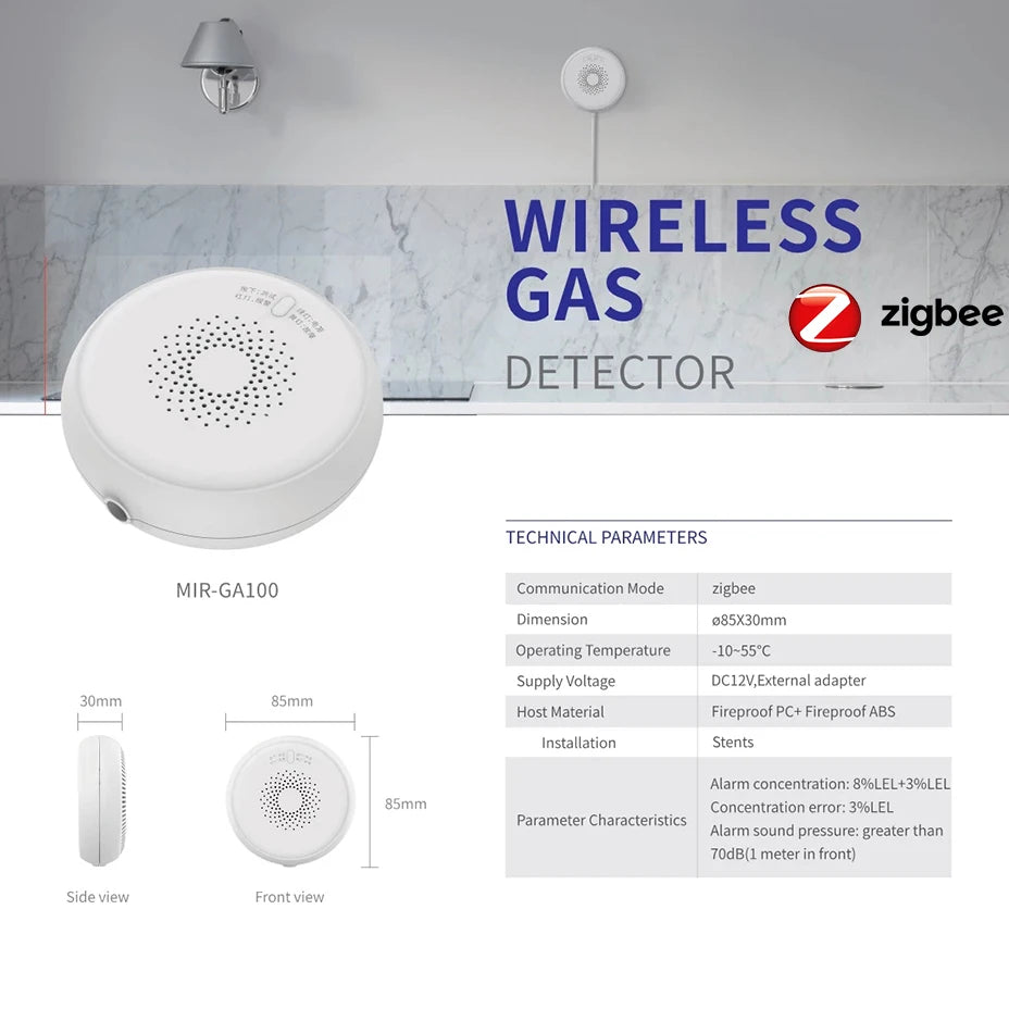 Smart Home Mini ZigBee Gas Detector – Real-Time Leak Alert & Safety Alarm