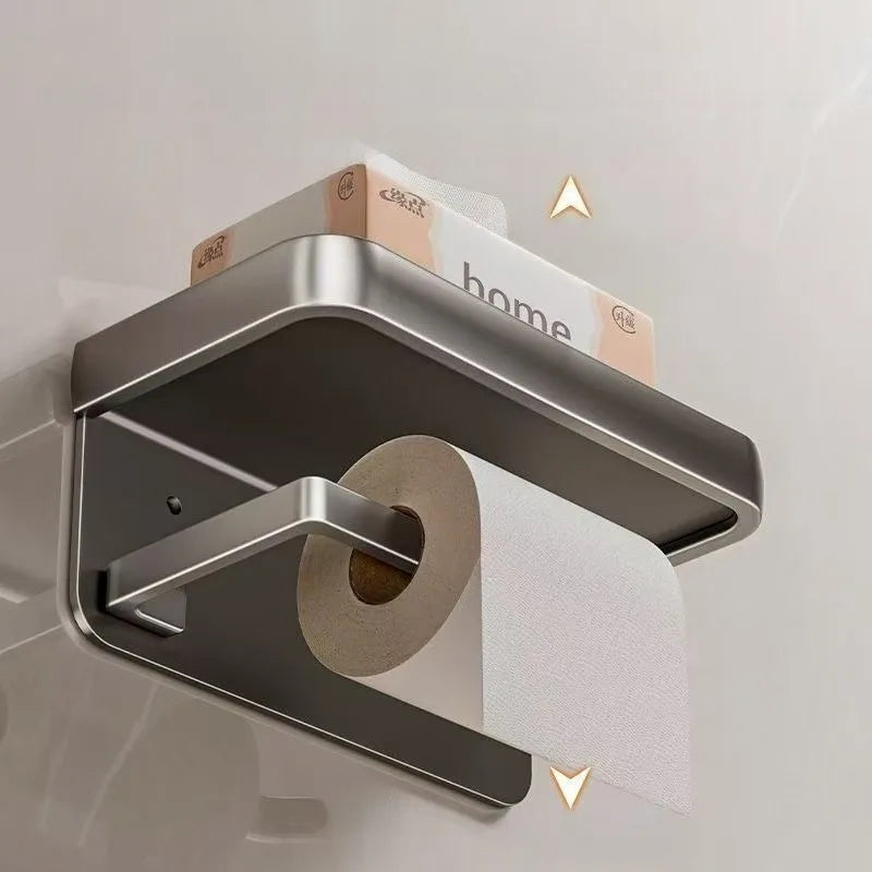 Non-Perforated Bathroom Phone Storage Holder – Anti-Slip & Anti-Fall Roll Paper Rack