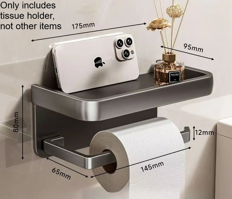 Non-Perforated Bathroom Phone Storage Holder – Anti-Slip & Anti-Fall Roll Paper Rack