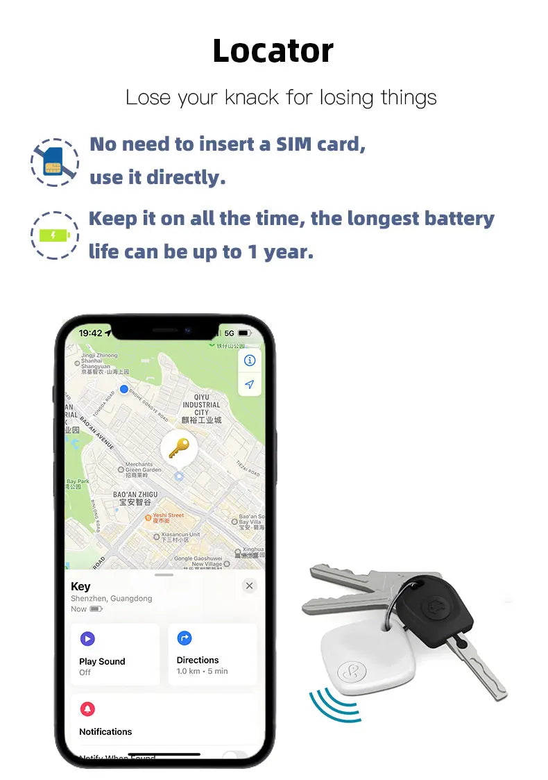 Mini Smart Bluetooth GPS Tracker – Anti-Lost Locator for iPhone, iPad & iOS Devices