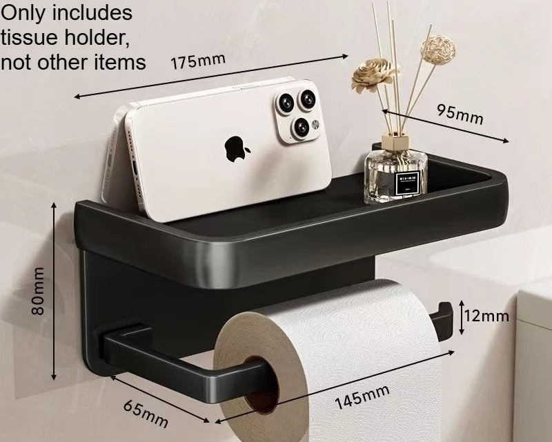 Non-Perforated Bathroom Phone Storage Holder – Anti-Slip & Anti-Fall Roll Paper Rack