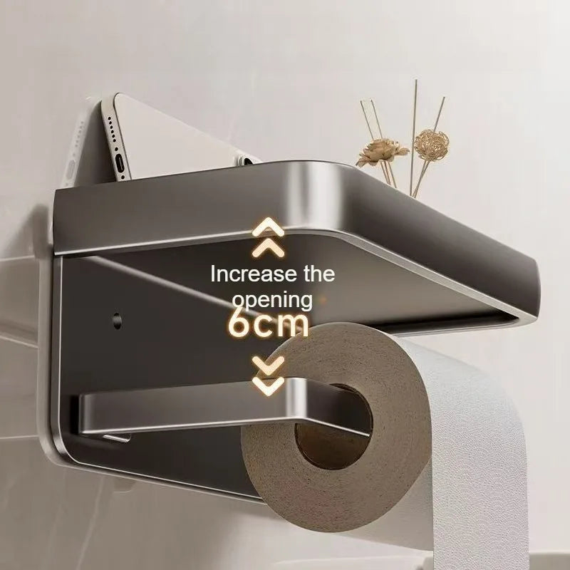 Non-Perforated Bathroom Phone Storage Holder – Anti-Slip & Anti-Fall Roll Paper Rack